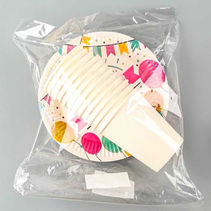 Набор посуды одноразовый «С днём рождения», 12 стаканов, 12 тарелок Набор посуды одноразовый «С днём рождения», 12 стаканов, 12 тарелок