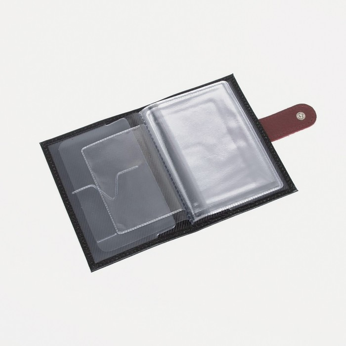 Обложка для автодокументов TEXTURA, цвет бордовый/чёрный