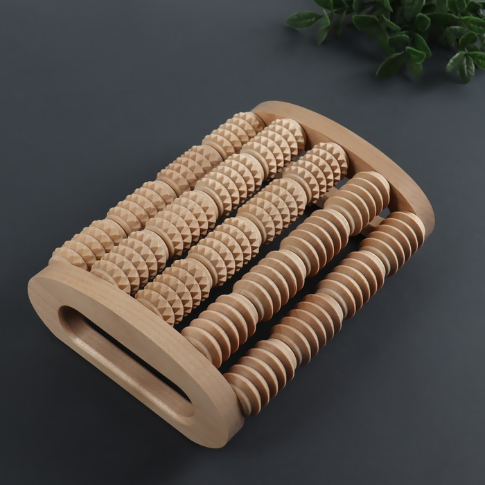Массажёр для спины и стоп &laquo;Барабаны&raquo;, 23 &times; 17 &times; 7 см, деревянный, 5 комбинированных рядов