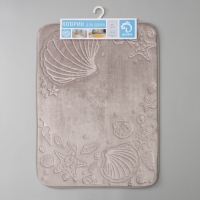 Коврик для ванной Доляна &laquo;Морское дно&raquo;, 50&times;70 см, цвет серый