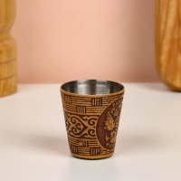 Набор стопок &laquo;Герб России&raquo;, 4 шт, в тубусе, 4,5&times;4,5&times;9 см, береста