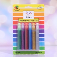 Косметический глиттер цветной (клеевой), набор, 6 шт, 12 гр