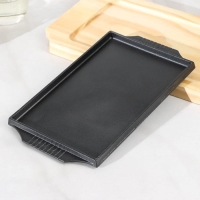 Сковорода чугунная &laquo;Прямоугольник&raquo;, 25&times;14 см, на деревянной подставке