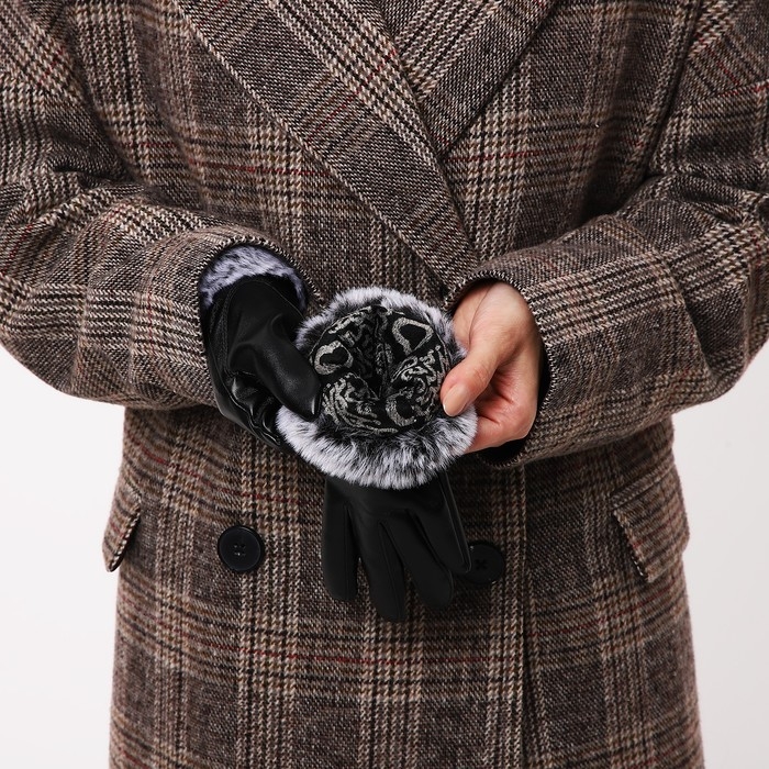 Перчатки женские, безразмерные, с утеплителем, цвет чёрный Перчатки женские, безразмерные, с утеплителем, цвет чёрный