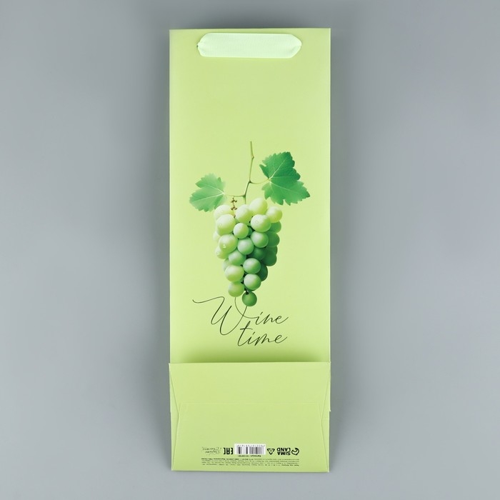 Пакет подарочный под бутылку, упаковка, &laquo;Виноград&raquo;, 36 х 13 х10 см