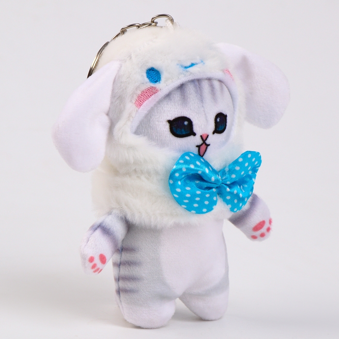 Мягкая игрушка &laquo;Котик в шапочке зайки&raquo; на брелоке, 12 см