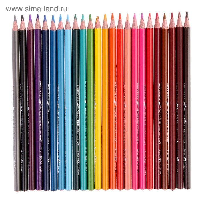 Карандаши акварельные 24 цвета Aquarelle, в металлической коробке с ложементом