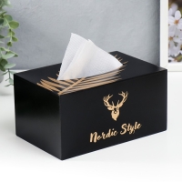 Шкатулка МДФ для салфеток "Золотой олень" чёрная 10х13х20 см Шкатулка МДФ для салфеток "Золотой олень" чёрная 10х13х20 см