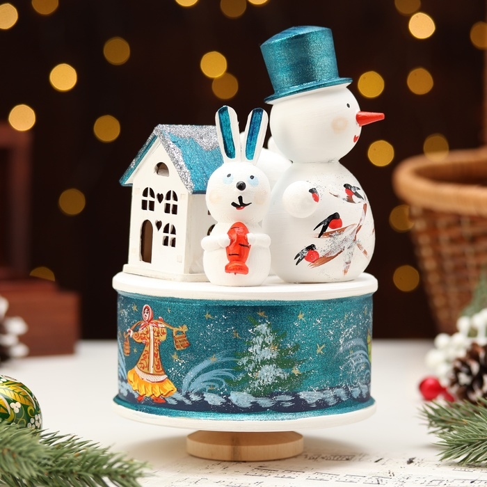 Сувенир музыкальный "Новогодняя тройка", перламутровый