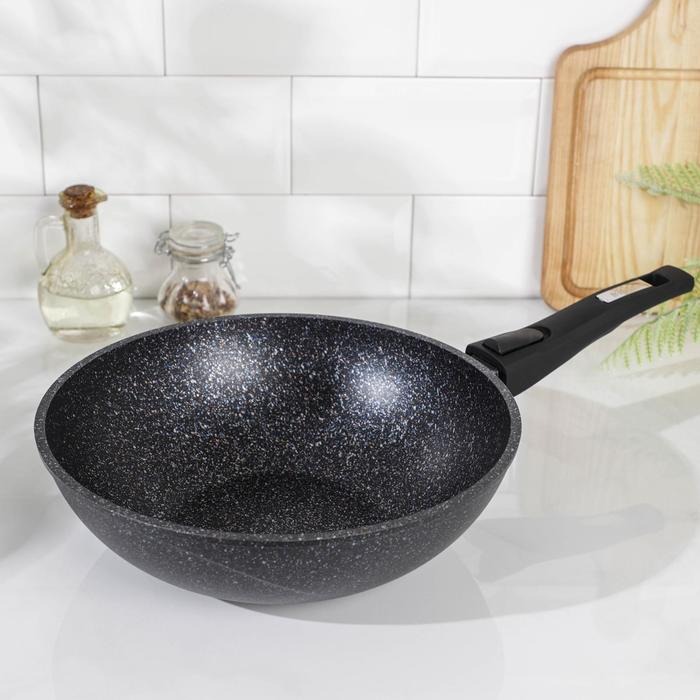 Сковорода &laquo;Гранит Star&raquo;, d=28 см, съёмная ручка, антипригарное покрытие, тёмно-синий