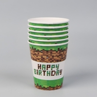 Набор бумажной посуды одноразовый С днём рождения&raquo;, 6 тарелок, 6 стаканов, 6 колпаков, 1 гирлянда