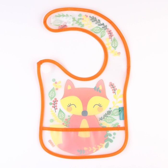 Нагрудник для кормления &laquo;Лисичка Соня&raquo; непромокаемый на липучке, с карманом