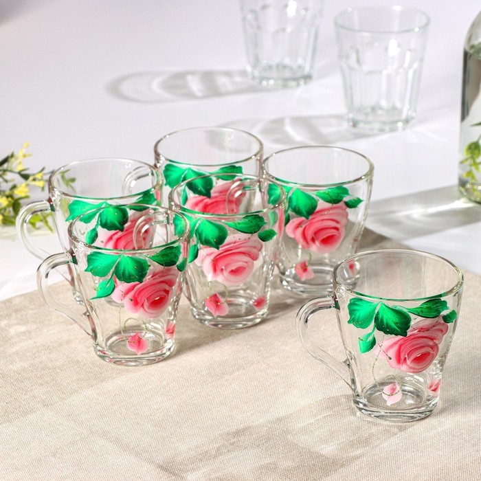 Набор кружек &laquo;Розовые лепестки&raquo;, 250 мл, в подарочной упаковке, 6 шт, микс