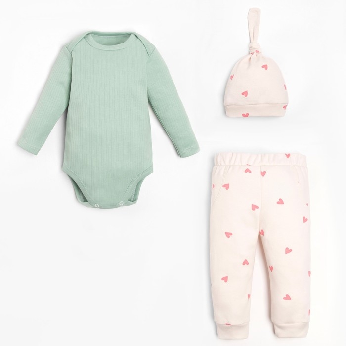 Комплект: боди, шапочка и брюки Крошка Я &laquo;Зайчик&raquo;, рост 86-92 см