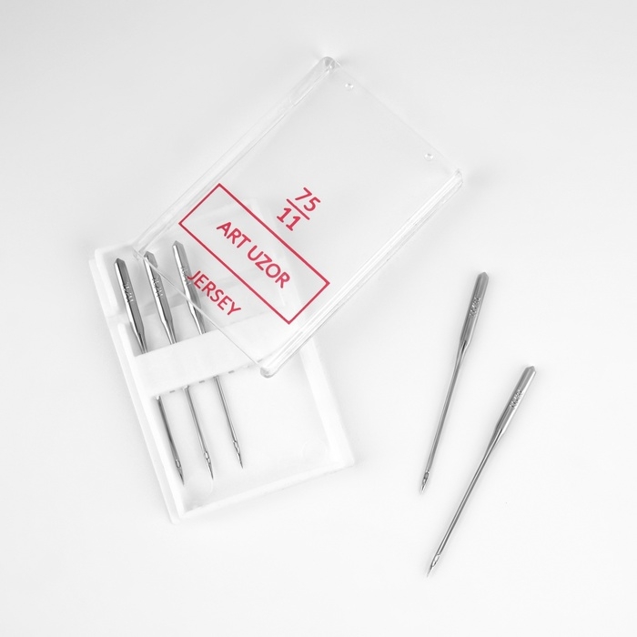 Иглы для бытовых швейных машин, для трикотажа, №75/11, 5 шт