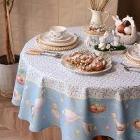 Скатерть Этель &laquo;Пасхальные радости&raquo;, d=148 см, саржа, хлопок, 190г/м2