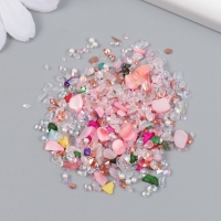 Декор для творчества в баночке "Природный камень с перламутром - розовый" 20 гр 5х2,2х2,2 см   93694