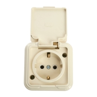 Розетка 1-местная с заземляющим контактом, с крышкой, 250В, 16А, IP44, PST16-21-44 (RA 16-21 1022741