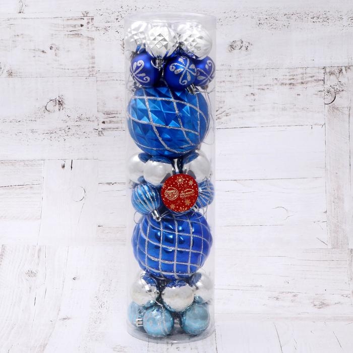 Набор шаров пластик 32 шт "Карнавал" голубой серебро