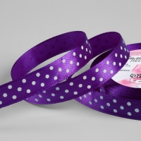 Лента атласная &laquo;Горошек&raquo;, 15 мм &times; 23 &plusmn; 1 м, цвет фиолетовый №154