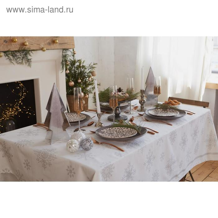 Скатерть "Этель" Серебряные снежинки 149х250+/- 3см, 100% хлопок, 190 г/м2