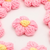 Цветок вязаный, набор 10 шт., размер 1 шт., 4 &times; 1,5 см, цвет нежно-розовый