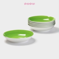 Набор тарелок глубоких Доляна «Палитра», 20,2×4,2 см, фарфор, 6 шт, зелёный Набор тарелок глубоких Доляна «Палитра», 20,2×4,2 см, фарфор, 6 шт, зелёный