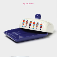 Маслёнка Доляна &laquo;Емеля&raquo;, 17&times;12&times;8,5 см, цвет белый