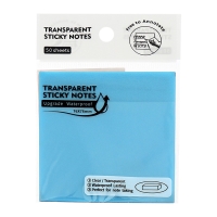 Блок с липким краем 76мм х 76мм 50л пластик прозрачный синий перламутр