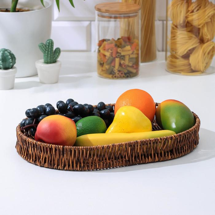 Корзинка для подачи Доляна &laquo;Огайо&raquo;, 36&times;25&times;5 см, овальная, цвет коричневый