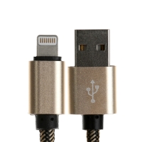 Кабель Lightning - USB, 2.1 А, оплётка нейлон, 1 метр, золотистый Кабель Lightning - USB, 2.1 А, оплётка нейлон, 1 метр, золотистый