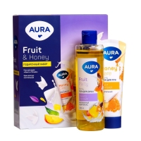 Подарочный набор косметики AURA " Манго и папайя": гель для душа, 250 мл + крем для рук, 75 мл Подарочный набор косметики AURA " Манго и папайя": гель для душа, 250 мл + крем для рук, 75 мл
