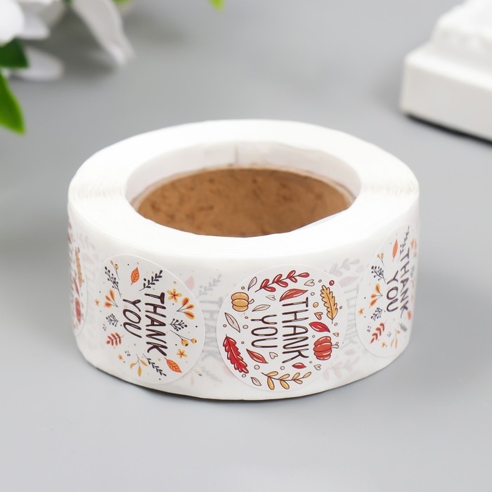 Наклейка бумага Наклейка бумага "Осень" d=2,5 см 500 шт в рулоне 3х6,5х6,5 см