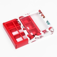 Новый год. Коробка под 9 конфет "Новогодний фонарик", 13,7 х 13,7 х 3,5 см, кондитерская упаковка