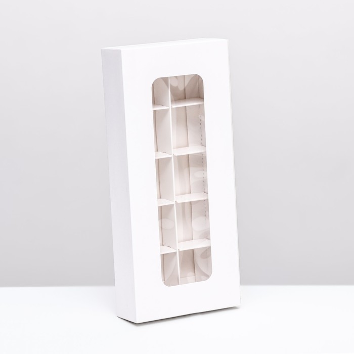 Коробка для 10 конфет, белая, 9,8 х 22 х 3,5 см. Кондитерская упаковка