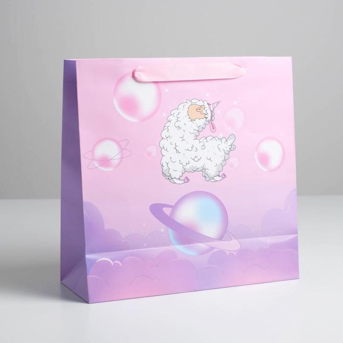 Пакет подарочный ламинированный квадратный, упаковка, «Cosmo Llama», 30 х 30 х 12 см Пакет подарочный ламинированный квадратный, упаковка, «Cosmo Llama», 30 х 30 х 12 см