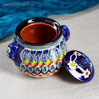 Сахарница Риштанская Керамика "Узоры", 800 мл, синяя Сахарница Риштанская Керамика "Узоры", 800 мл, синяя