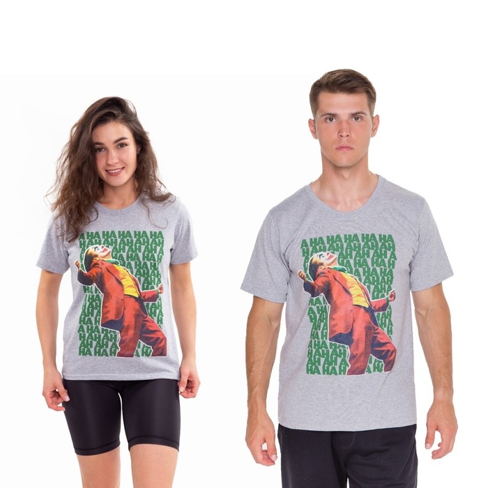 Футболка мужская, цвет светло-серый меланж, A HA HA, размер 56 Футболка мужская, цвет светло-серый меланж, A HA HA, размер 56