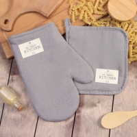 Набор кух. Этель ECO, цв. серый: варежка 20х28 см, прихватка 19х19 см, 70% хл, 30% лён, вати Набор кух. Этель ECO, цв. серый: варежка 20х28 см, прихватка 19х19 см, 70% хл, 30% лён, вати