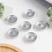 Свеча в гильзе "Шайба", Серебро, 6 шт