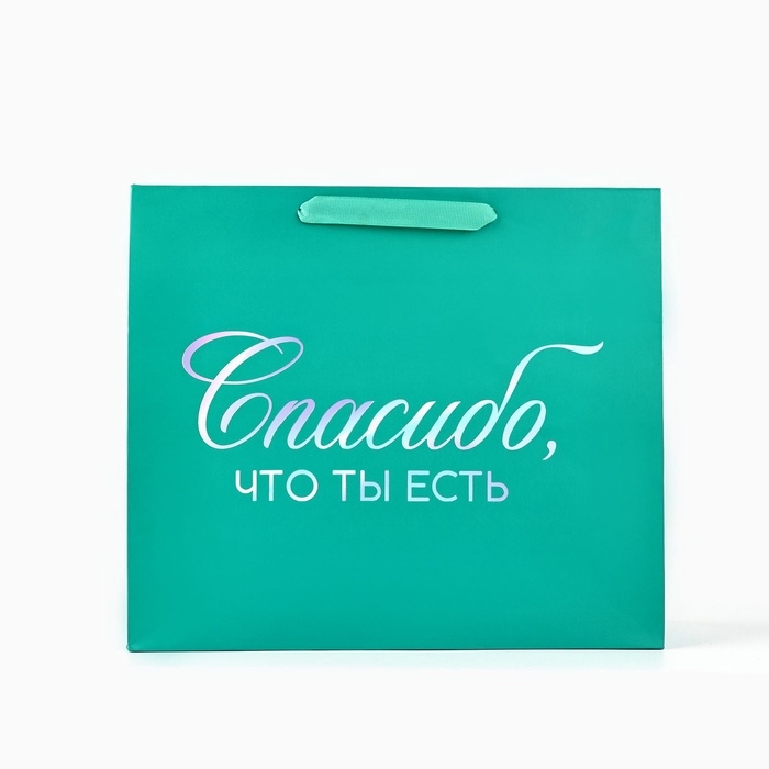Пакет подарочный &laquo;Спасибо, что ты есть&raquo;, голография, M 30 х 9 х 26 см