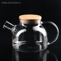 Чайный набор на деревянной подставке &laquo;Эко&raquo;, 7 предметов: чайник стеклянный с ситом 900 мл, кружки 6 шт, 100 мл