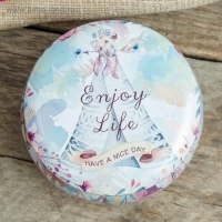 Шкатулка металл круг "Весенние мотивы" 5х7х7 см