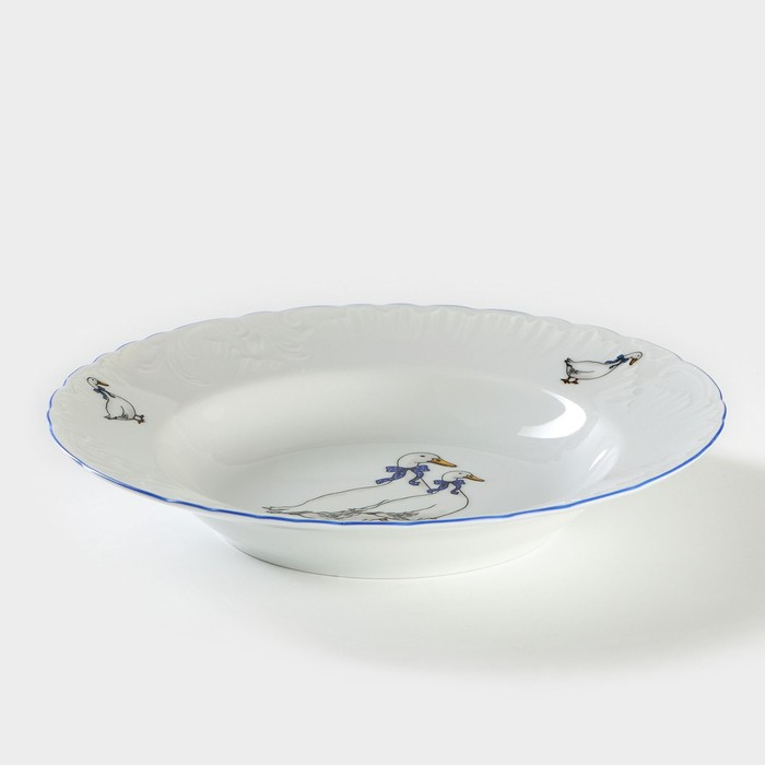 Тарелка глубокая &laquo;Рококо. Гуси&raquo;, 250 мл, d=22,5 см, белая, фарфор