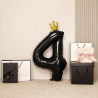 Шар фольгированный 40" &laquo;Цифра 4 с короной&raquo;, цвет чёрный