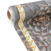 Клеёнка на стол &laquo;В саду&raquo;, на тканевой основе, рулон 20 метров, ширина 137 см, цвет чёрный