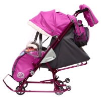 Санки-коляска &laquo;Наши детки 5-1&raquo; со снеговиком, цвет орхидея