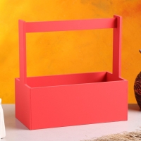 Кашпо деревянное "Эллада большая, сетка", с ручкой, красный, 25&times;12,5&times;10(25) см