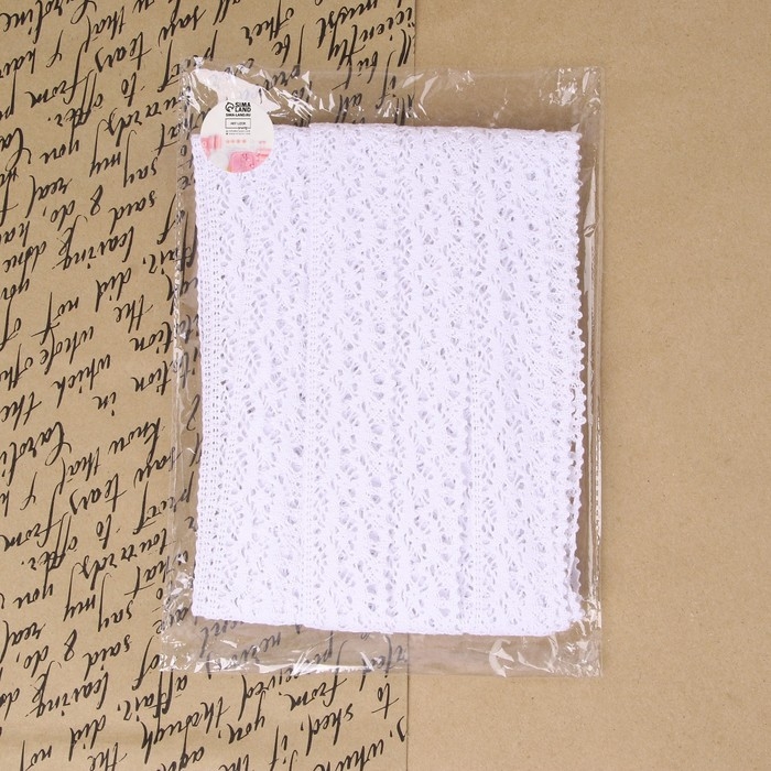 Кружево вязаное, 40 мм &times; 10 &plusmn; 1 м, цвет белый