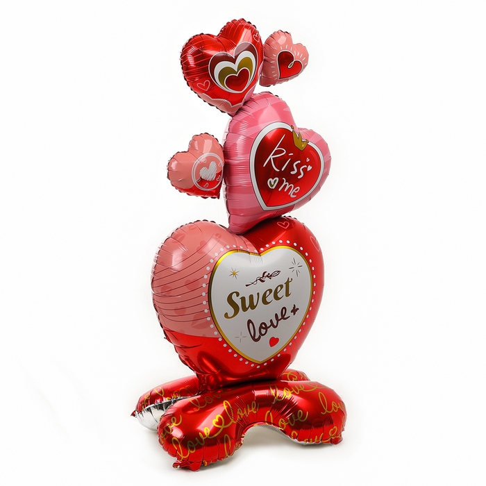 Шар фольгированный 61" &laquo;Сердца для любимой&raquo;, на подставке, под воздух